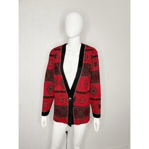 Vintage Tina Barrie Red Knit Poncho Shawl Fringe Hem Boho Festival